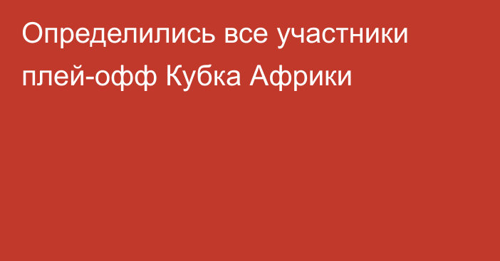 Определились все участники плей-офф Кубка Африки