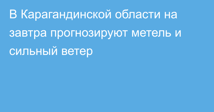 В Карагандинской области на завтра прогнозируют метель и сильный ветер