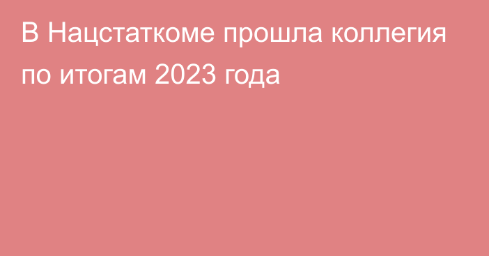 В Нацстаткоме прошла коллегия  по итогам 2023 года