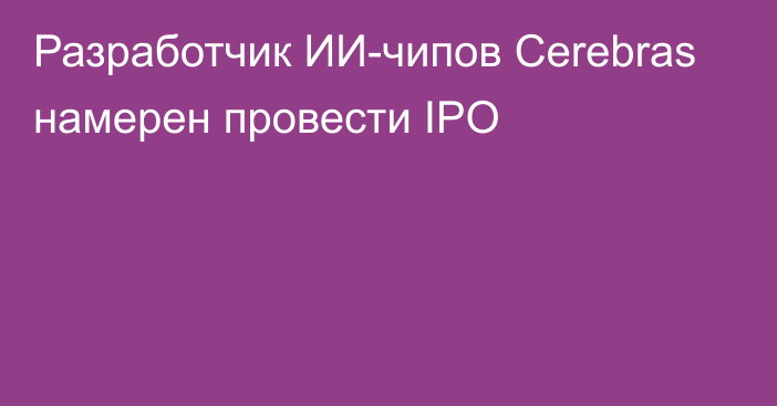 Разработчик ИИ-чипов Cerebras намерен провести IPO