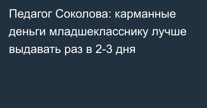 Педагог Соколова: карманные деньги младшекласснику лучше выдавать раз в 2-3 дня