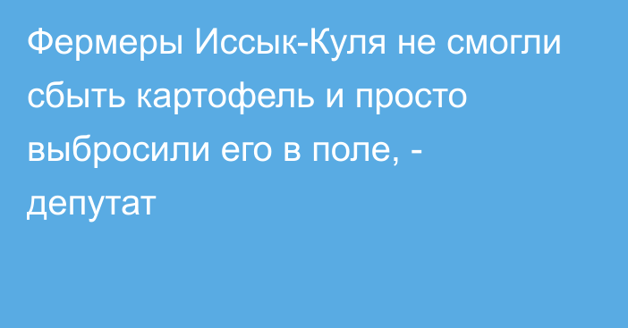 Фермеры Иссык-Куля не смогли сбыть картофель и просто выбросили его в поле, - депутат