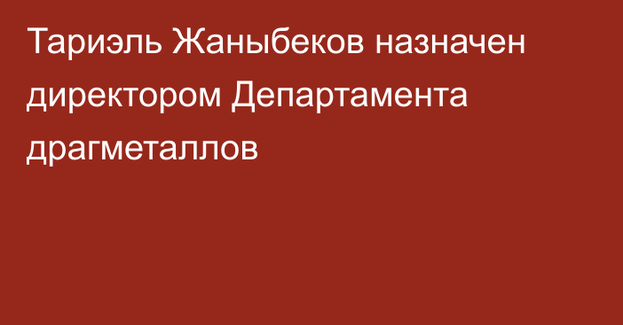 Тариэль Жаныбеков назначен директором Департамента драгметаллов