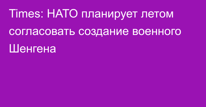 Times: НАТО планирует летом согласовать создание военного Шенгена