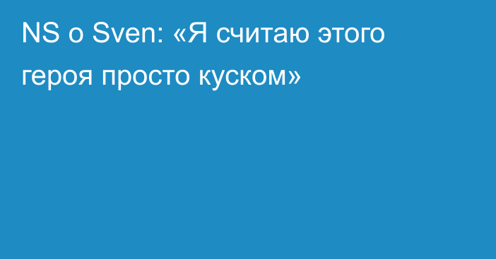 NS о Sven: «Я считаю этого героя просто куском»