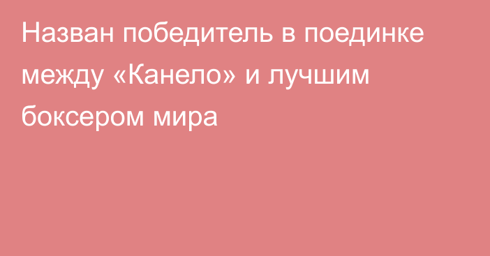 Назван победитель в поединке между «Канело» и лучшим боксером мира