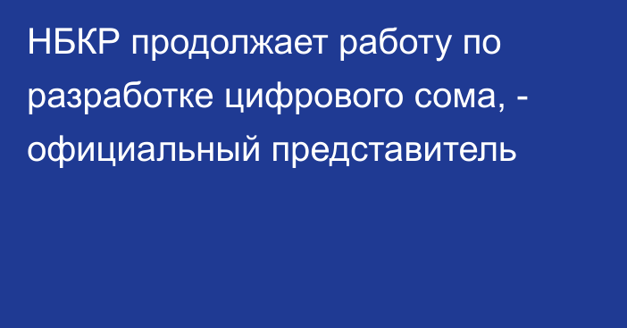 НБКР продолжает работу по разработке цифрового сома, - официальный представитель