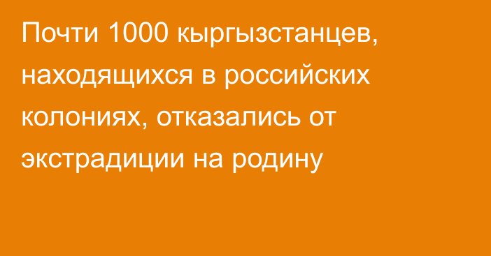 Почти 1000 кыргызстанцев, находящихся в российских колониях, отказались от экстрадиции на родину