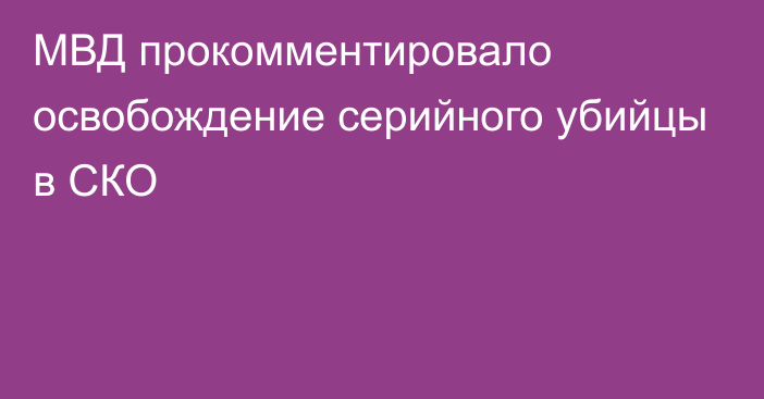 МВД прокомментировало освобождение серийного убийцы в СКО