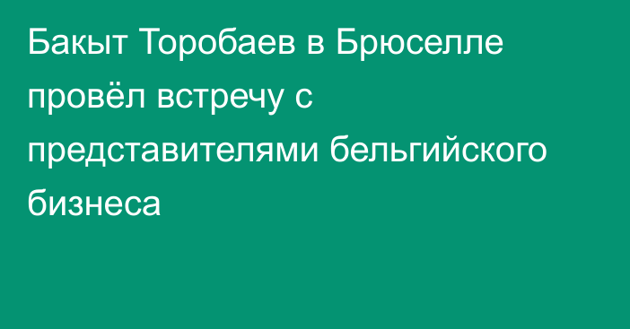 Бакыт Торобаев в Брюселле провёл встречу с представителями бельгийского бизнеса