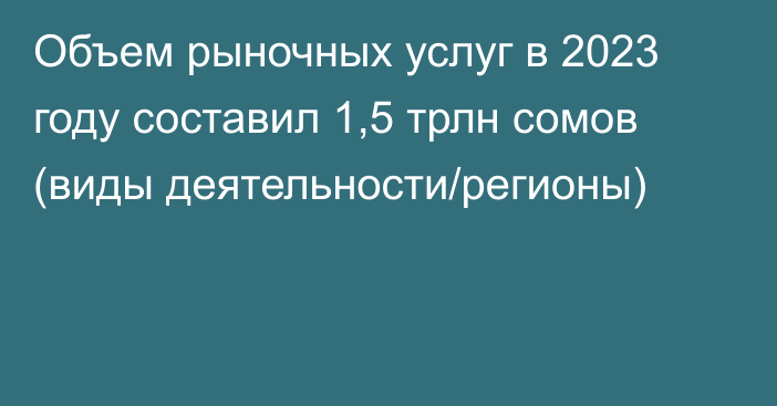 Объем рыночных услуг в 2023 году составил 1,5 трлн сомов (виды деятельности/регионы)