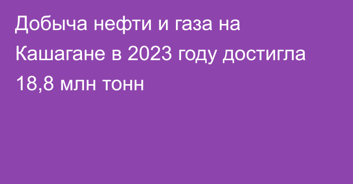 Добыча нефти и газа на Кашагане в 2023 году достигла 18,8 млн тонн