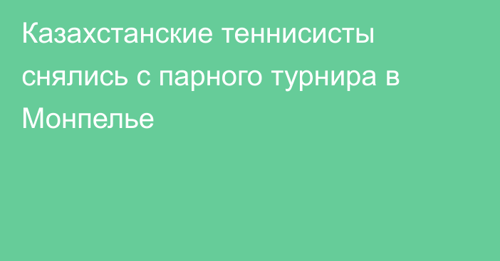 Казахстанские теннисисты снялись с парного турнира в Монпелье