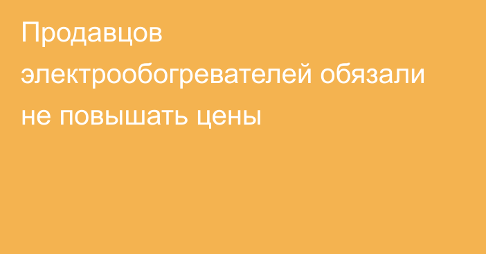 Продавцов электрообогревателей обязали не повышать цены