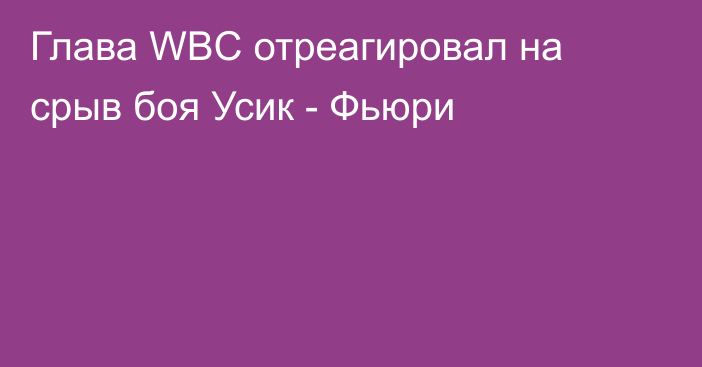 Глава WBC отреагировал на срыв боя Усик - Фьюри