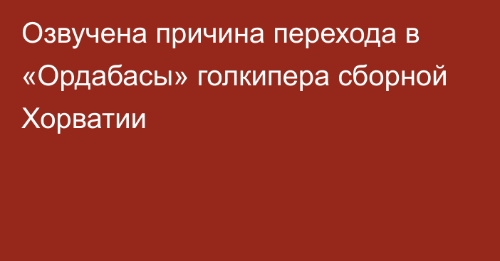 Озвучена причина перехода в «Ордабасы» голкипера сборной Хорватии