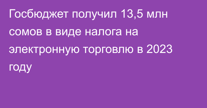 Госбюджет получил 13,5 млн сомов в виде налога на электронную торговлю в 2023 году