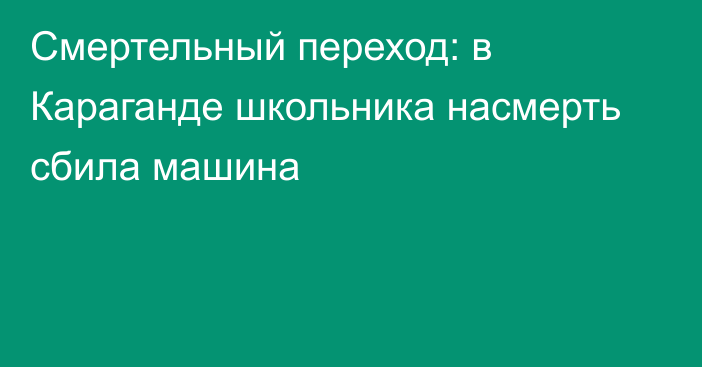 Смертельный переход: в Караганде школьника насмерть сбила машина