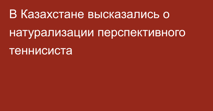 В Казахстане высказались о натурализации перспективного теннисиста