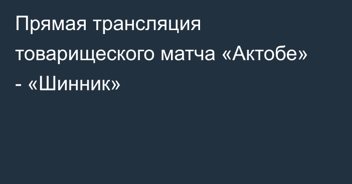 Прямая трансляция товарищеского матча «Актобе» - «Шинник»