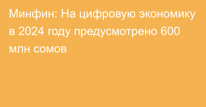 Минфин: На цифровую экономику в 2024 году предусмотрено 600 млн сомов