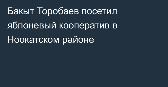 Бакыт Торобаев посетил яблоневый кооператив в Ноокатском районе