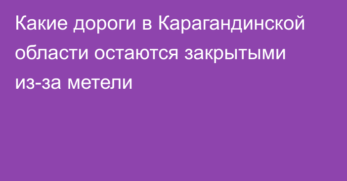 Какие дороги в Карагандинской области остаются закрытыми из-за метели