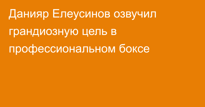 Данияр Елеусинов озвучил грандиозную цель в профессиональном боксе