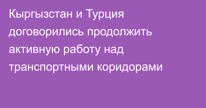 Кыргызстан и Турция договорились продолжить активную работу над транспортными коридорами