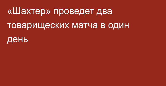 «Шахтер» проведет два товарищеских матча в один день