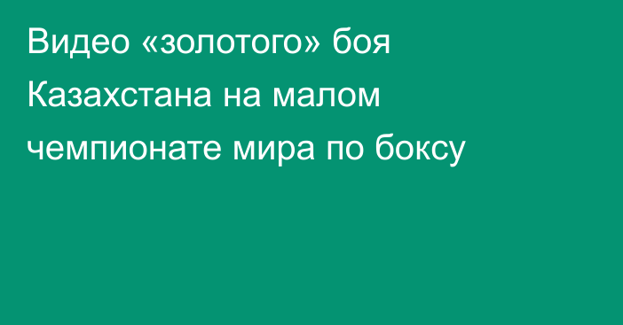 Видео «золотого» боя Казахстана на малом чемпионате мира по боксу