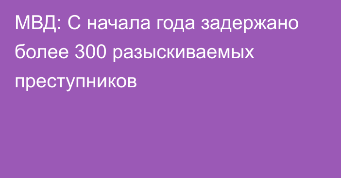 МВД: С начала года задержано более 300 разыскиваемых преступников