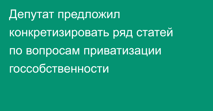 Депутат предложил конкретизировать ряд статей по вопросам приватизации госсобственности