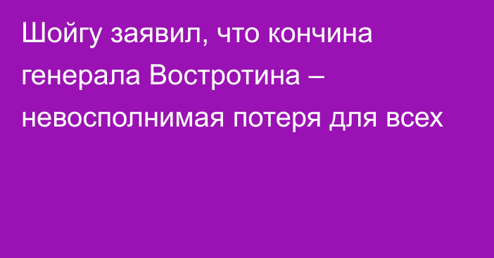 Шойгу заявил, что кончина генерала Востротина – невосполнимая потеря для всех