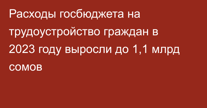 Расходы госбюджета на трудоустройство граждан в 2023 году выросли до 1,1 млрд сомов