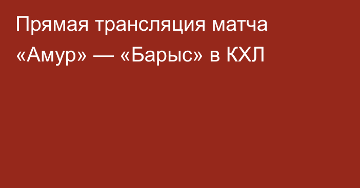 Прямая трансляция матча «Амур» — «Барыс» в КХЛ