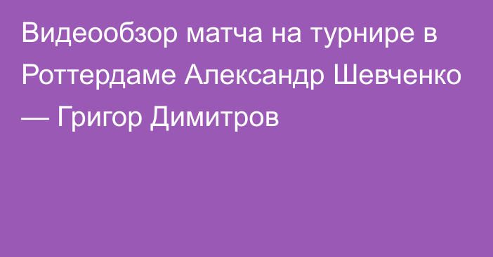 Видеообзор матча на турнире в Роттердаме Александр Шевченко — Григор Димитров