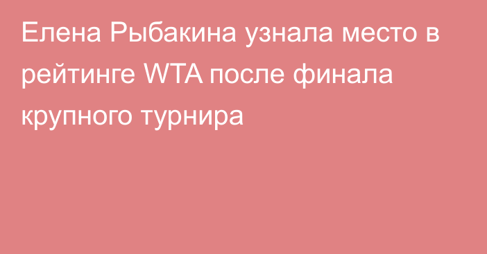 Елена Рыбакина узнала место в рейтинге WTA после финала крупного турнира