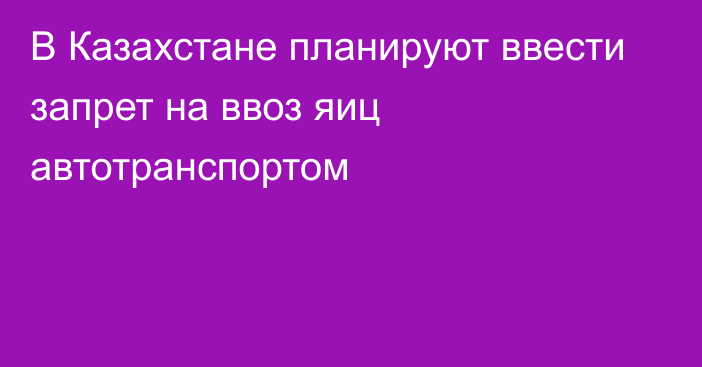 В Казахстане планируют ввести запрет на ввоз яиц автотранспортом