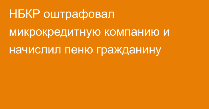 НБКР оштрафовал микрокредитную компанию и начислил пеню гражданину