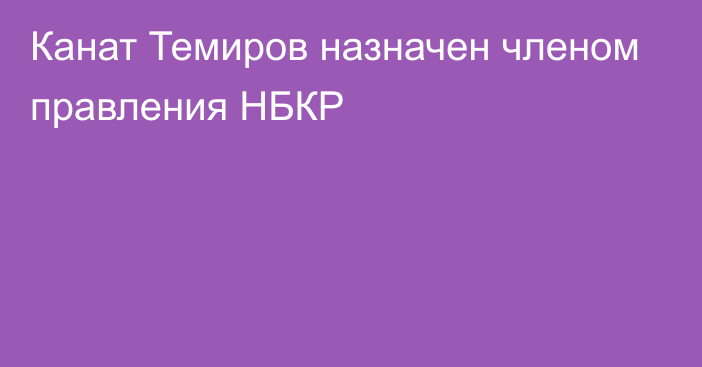 Канат Темиров назначен членом правления НБКР