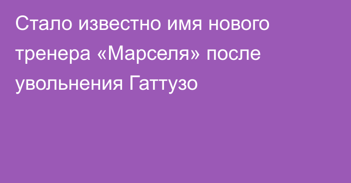 Стало известно имя нового тренера «Марселя» после увольнения Гаттузо