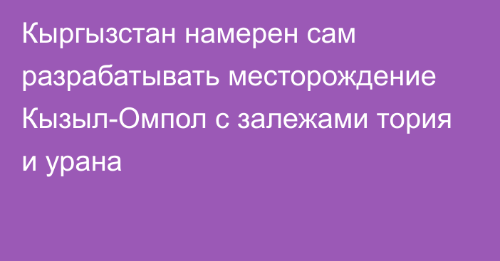 Кыргызстан намерен сам разрабатывать месторождение Кызыл-Омпол с залежами тория и урана