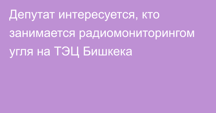 Депутат интересуется, кто занимается радиомониторингом угля на ТЭЦ Бишкека