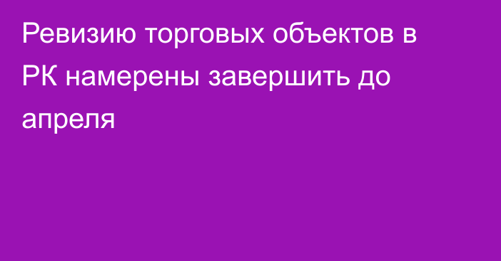 Ревизию торговых объектов в РК намерены завершить до апреля