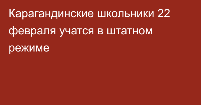 Карагандинские школьники 22 февраля учатся в штатном режиме