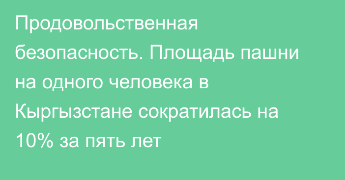 Продовольственная безопасность. Площадь пашни на одного человека в Кыргызстане сократилась на 10% за пять лет