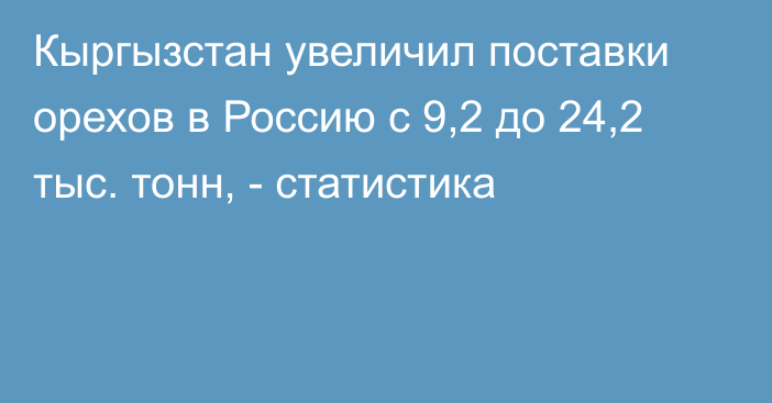 Кыргызстан увеличил поставки орехов в Россию с 9,2 до 24,2 тыс. тонн, - статистика 