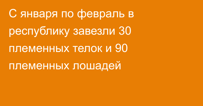 С января по февраль в республику завезли 30 племенных телок и 90 племенных лошадей