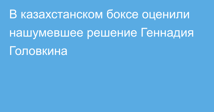 В казахстанском боксе оценили нашумевшее решение Геннадия Головкина